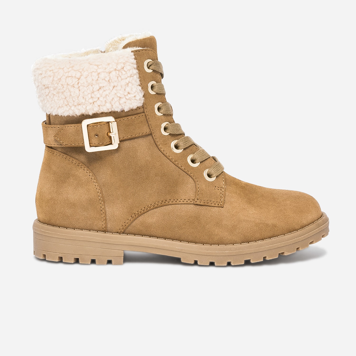 Boots à lacet camel fourré