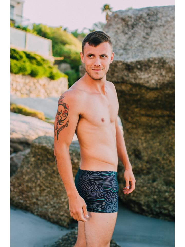 GUGGEN MOUNTAIN Badehose Linien in Grün günstig kaufen