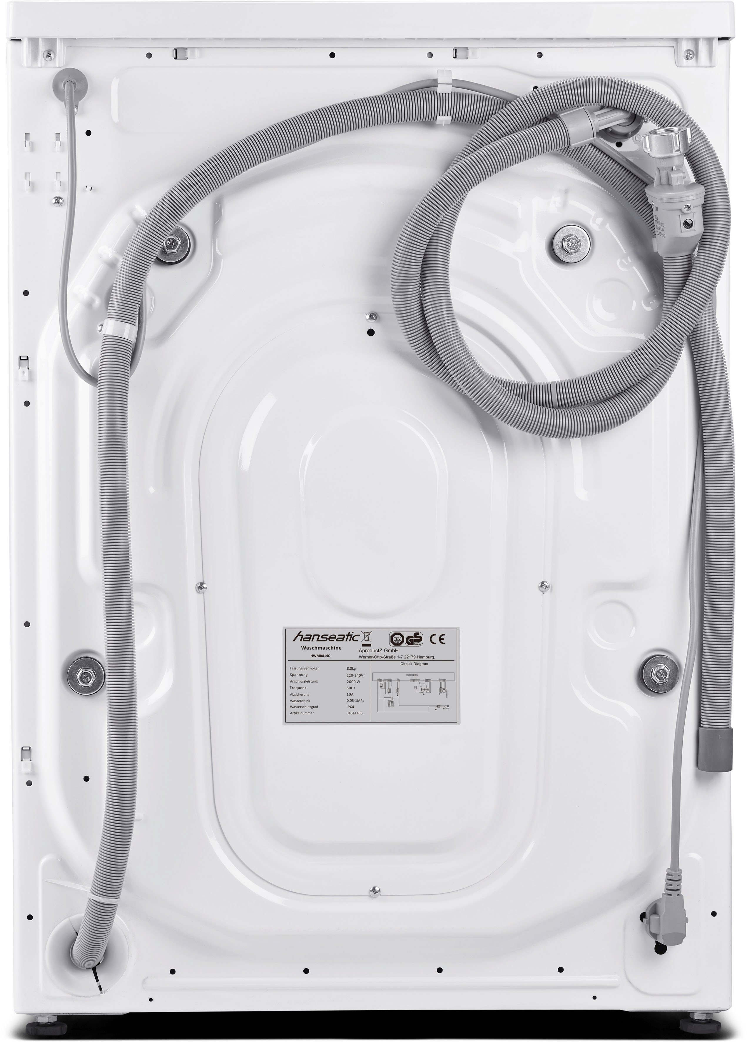 Hanseatic Waschmaschine HWMB814C, 8 kg, 1400 U/min, Startzeitvorwahl, Kurzprogramme