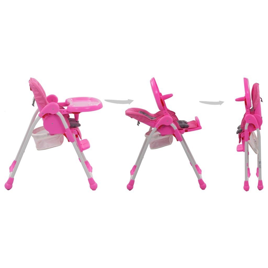vidaXL Kombihochstuhl Babystuhl Hochstuhl Babysitz Kinderstuhl Kunststoff Rosa und Grau mit