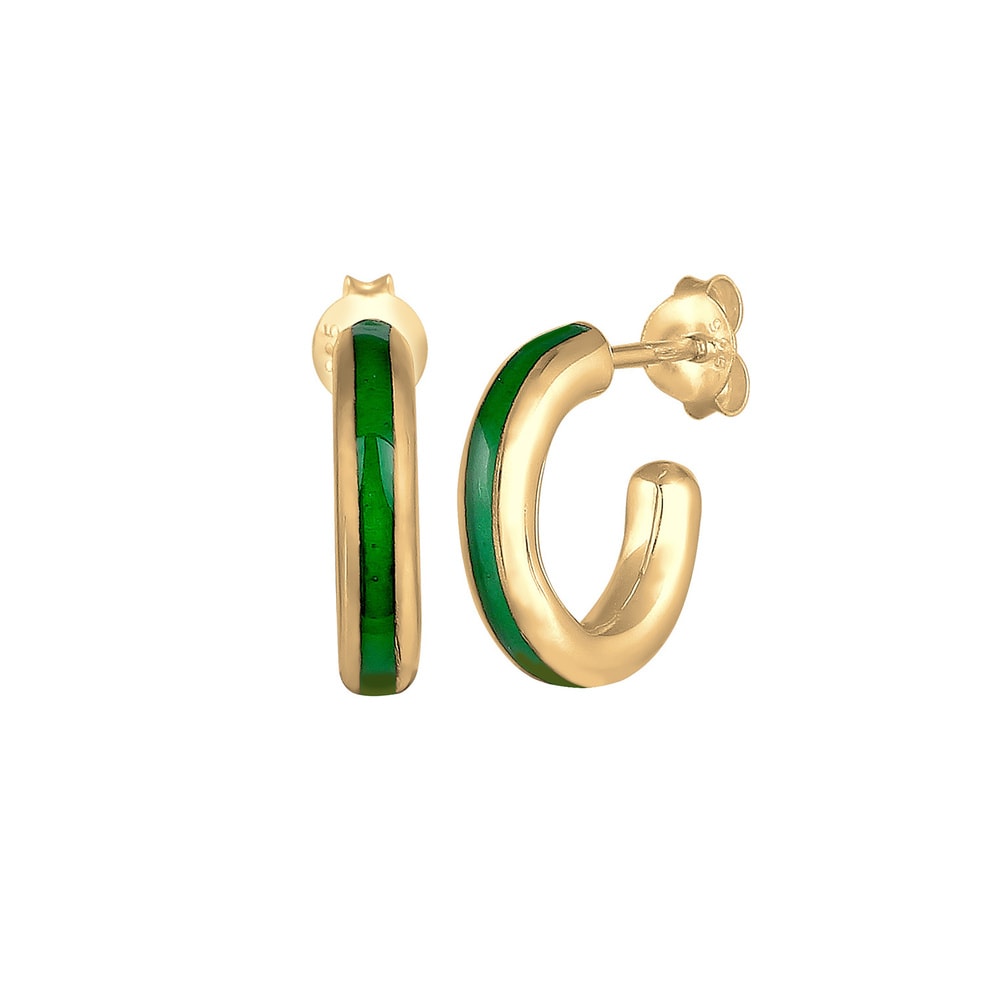 Elli Elli Boucles d'Oreilles Creole Antique Email Vert Boucles d'Oreilles Femme - Arge Boucles d'oreilles
