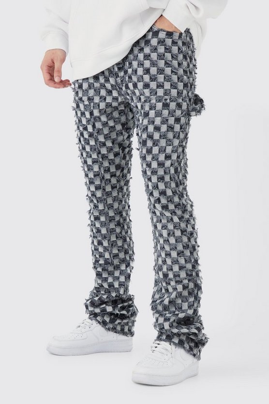 Tall karierte Slim-Fit Schlaghose