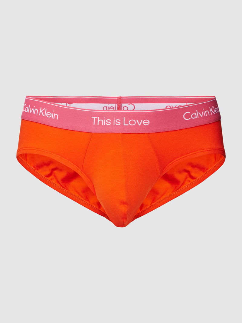 Slip mit elastischem Logo-Bund in hellrot