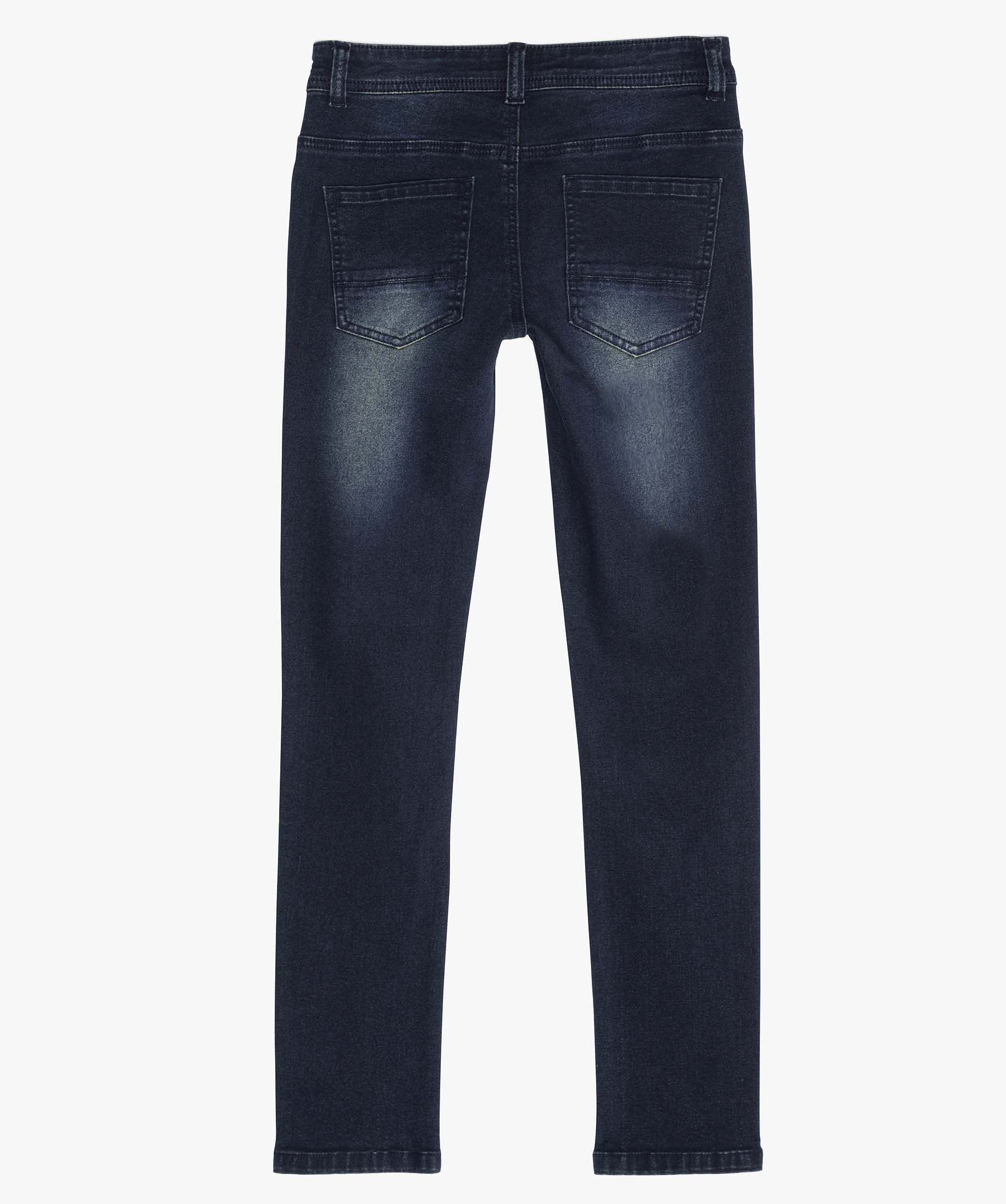Jean Garçon coupe slim effet délavé blue black | GEMO