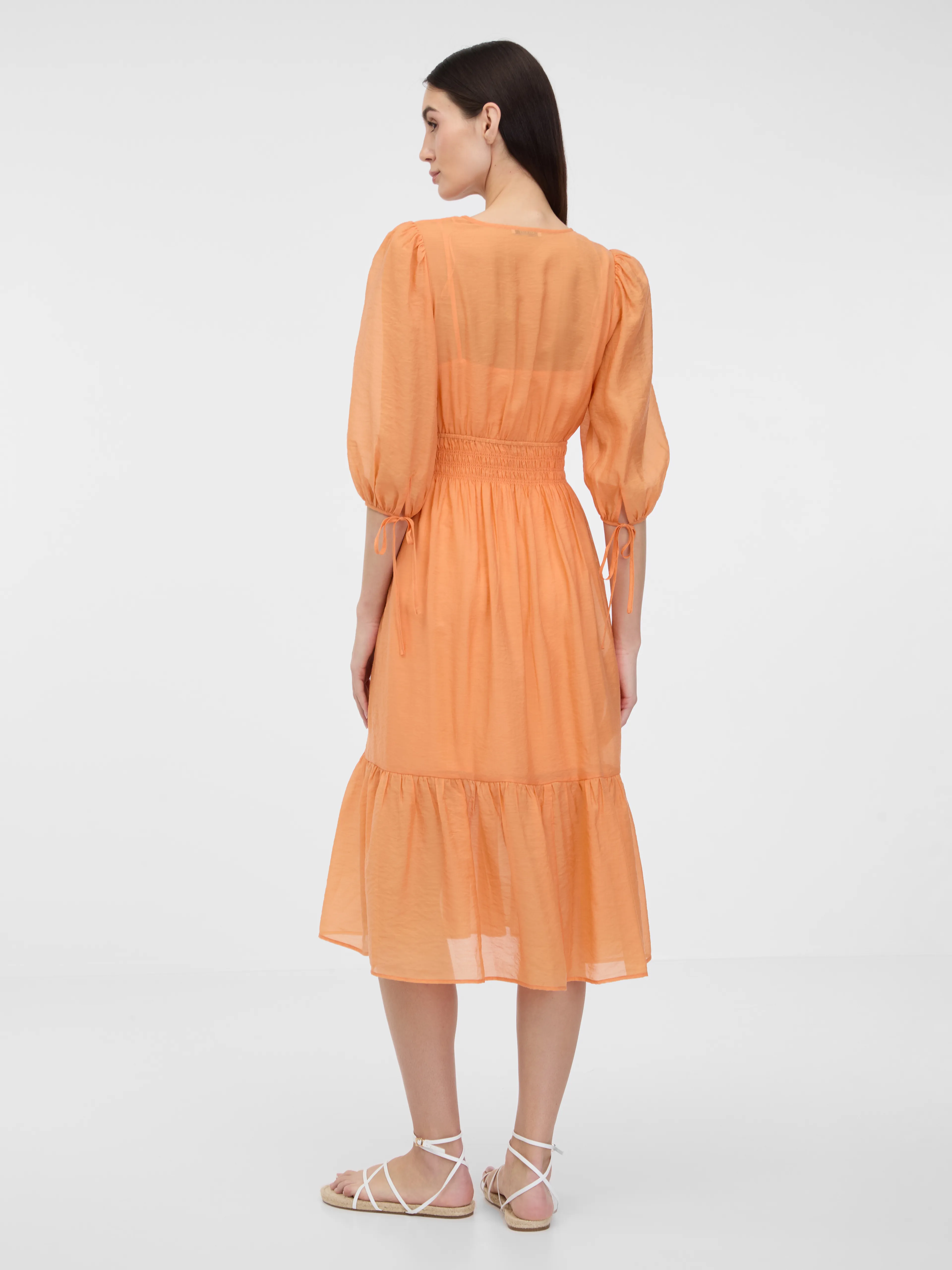 Orangefarbenes Damen Midikleid ORSAY