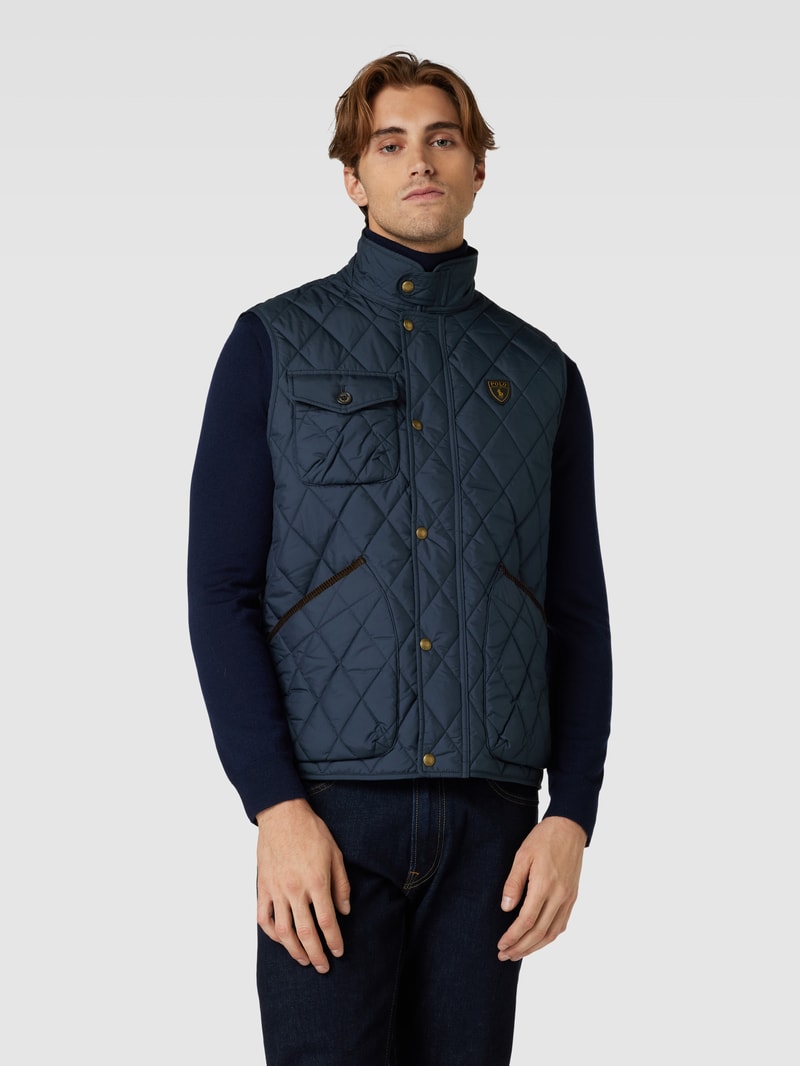 Steppweste mit Label-Patch Modell 'BEATON' in marineblau