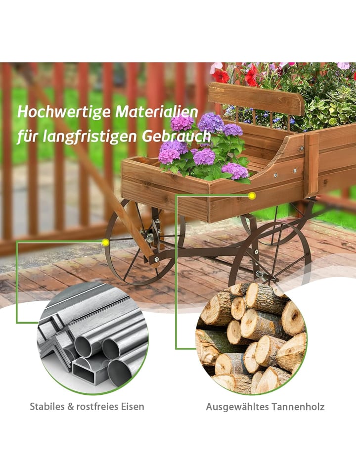 COSTWAY Blumenständer Holzwagen in Braun günstig kaufen onesize