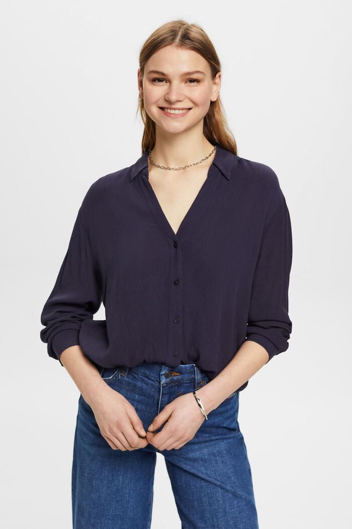 Bluse mit Crinkle-Effekt und Knoten-Detail