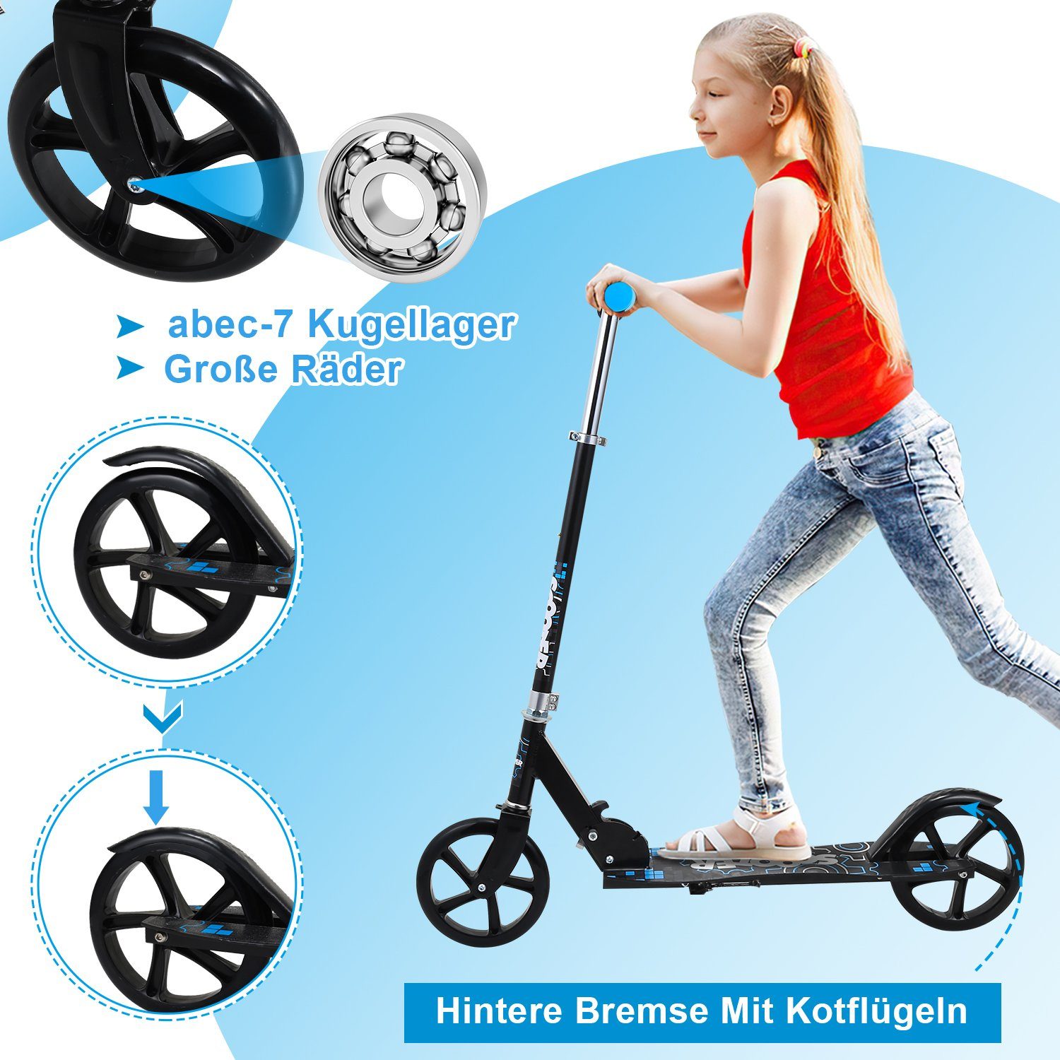 Gimisgu Cityroller Kinderoller Scooter Faltbarer Kinderscooter Höhenverstellbar