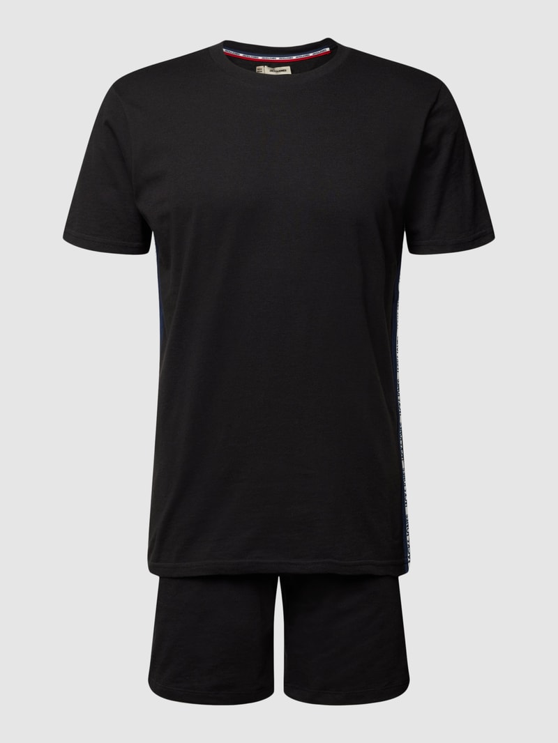 Pyjama mit Rundhalsausschnitt Modell 'BASIC' in schwarz