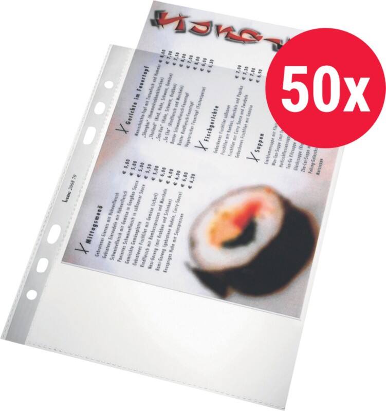 Bene ClearView Prospekthüllen DIN A5 Glasklar Transparent 100 Mikron PP (Polypropylen) Öffnung Oben 6 Löcher 206870CL 50 Stück
