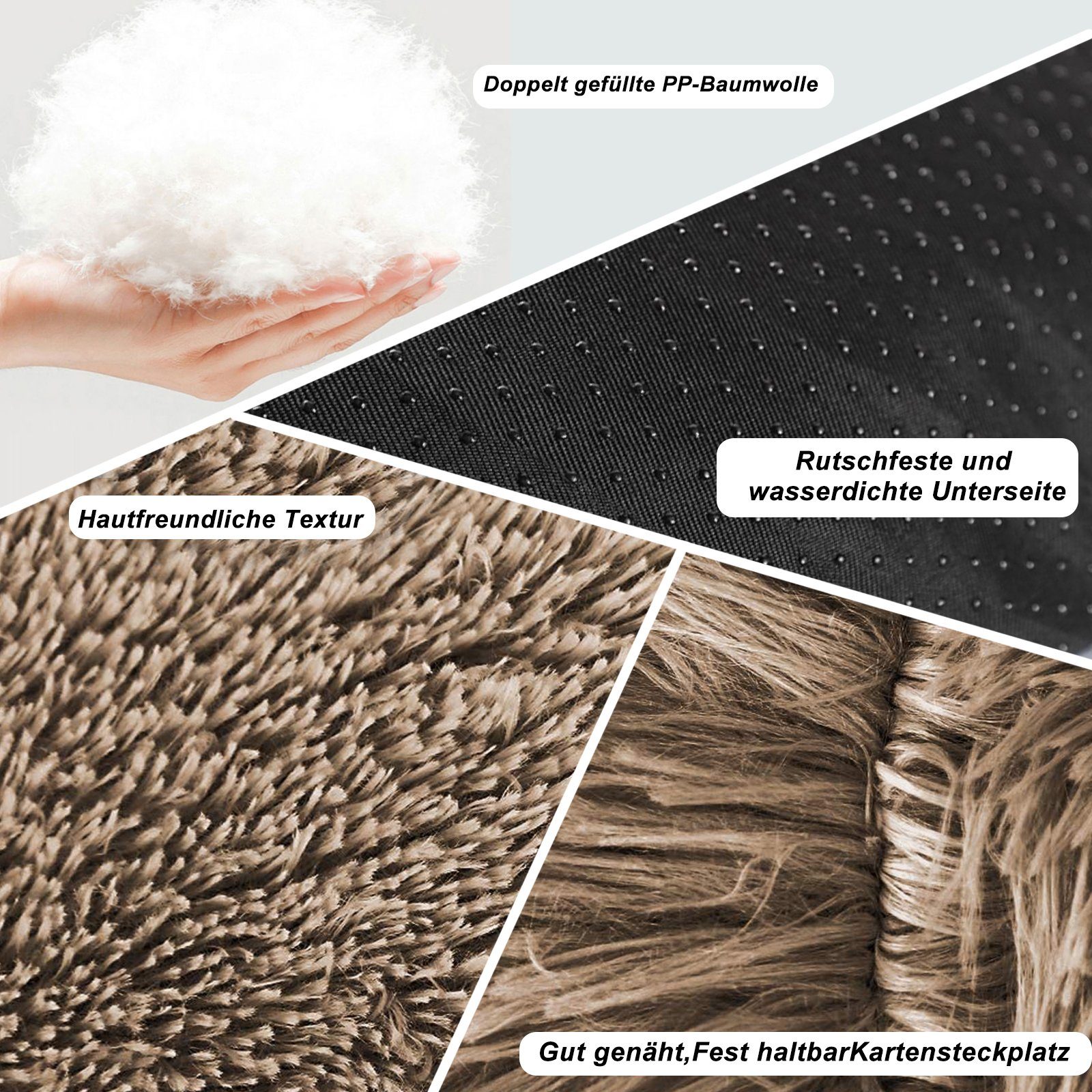 CALIYO Tierbett Tierbetten 60 cm, Waschbar Flauschiges Hundebett Katzenbett, für Katzen und kleine Hunde, plüsch Katzenkissen rund