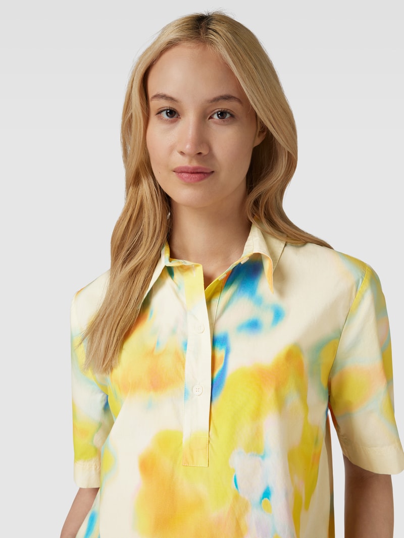Blusenshirt mit Allover-Print Modell 'NELINAA' in gelb