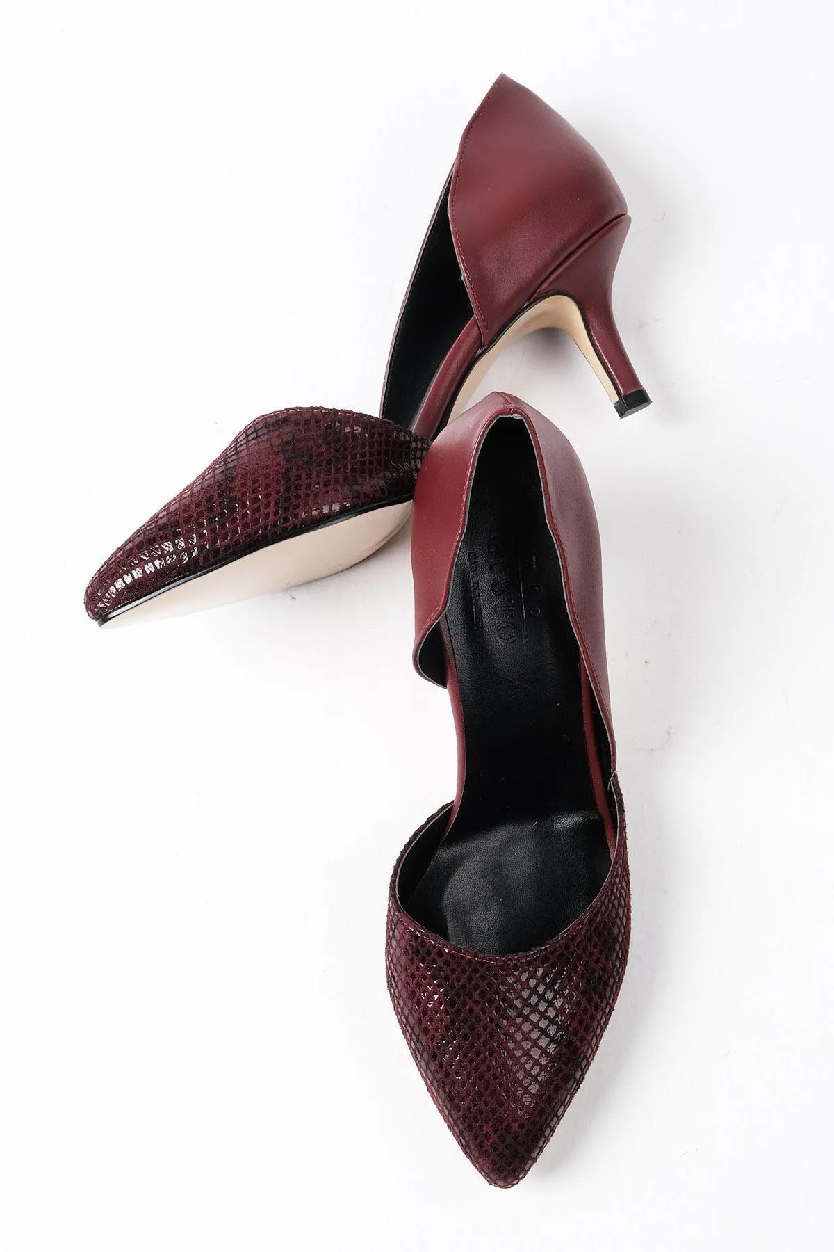 Mio Gusto  Rene Burgunderfarbene Damenschuhe mit kurzem Absatz