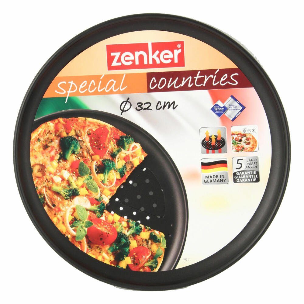 Zenker Pizzablech Special Countries Gelocht 32 cm, Stahlblech