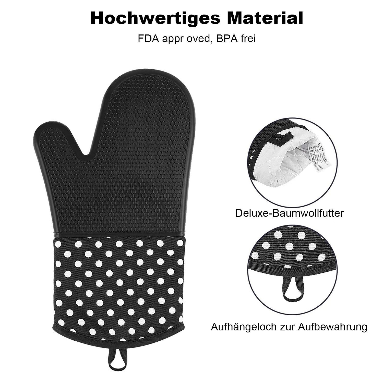 TOPMELON Topfhandschuhe 1 Paar Silikon Topfhandschuhe Küchen Ofenhandschuhe