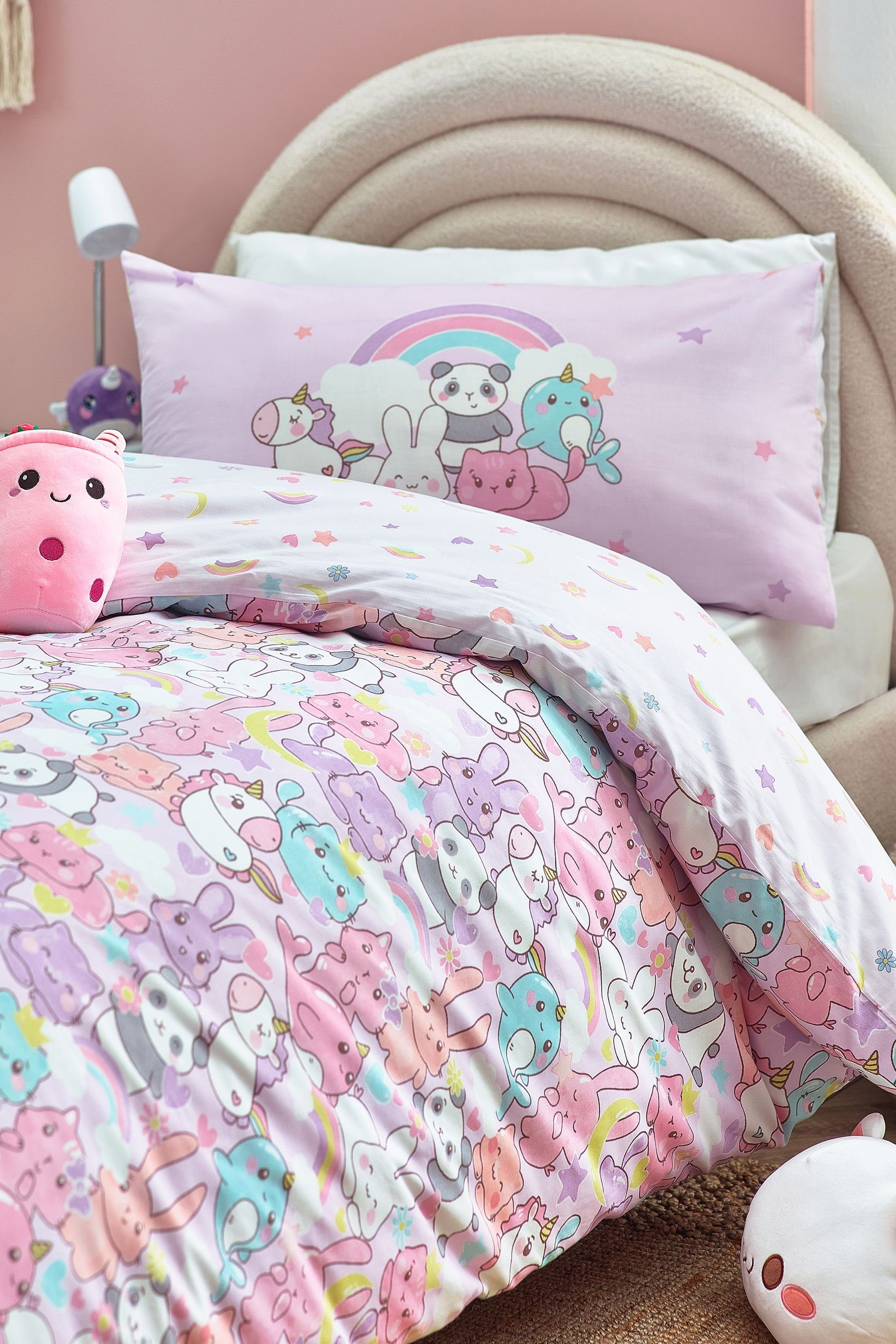 Bett-Set, Bettgarnitur, Kawaii Einhorn und Freunde, Next, Bezug: Polyester (recycelt), Baumwolle