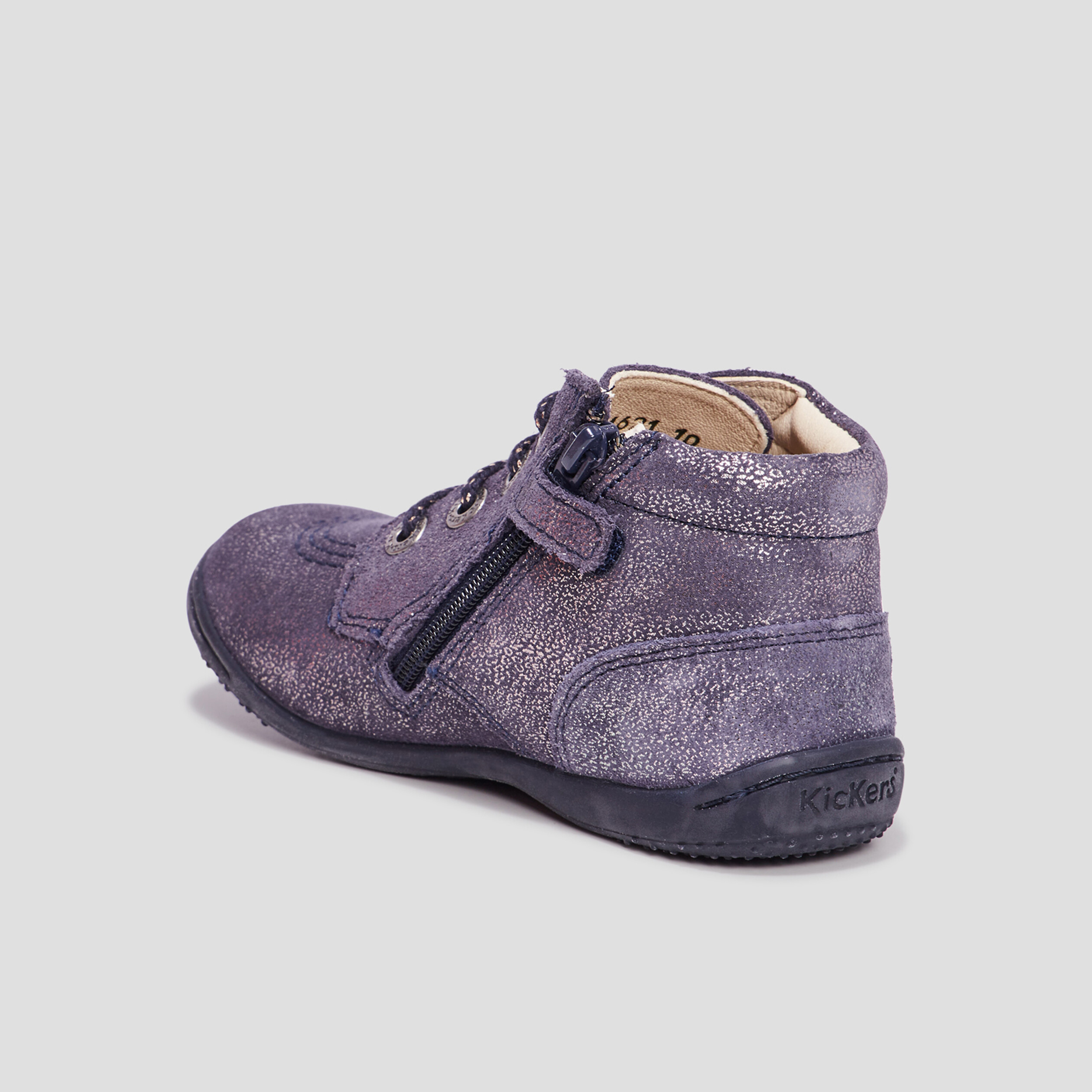 Bottines irisées cuir Kickers Gulyflow bleu marine fille | La Halle