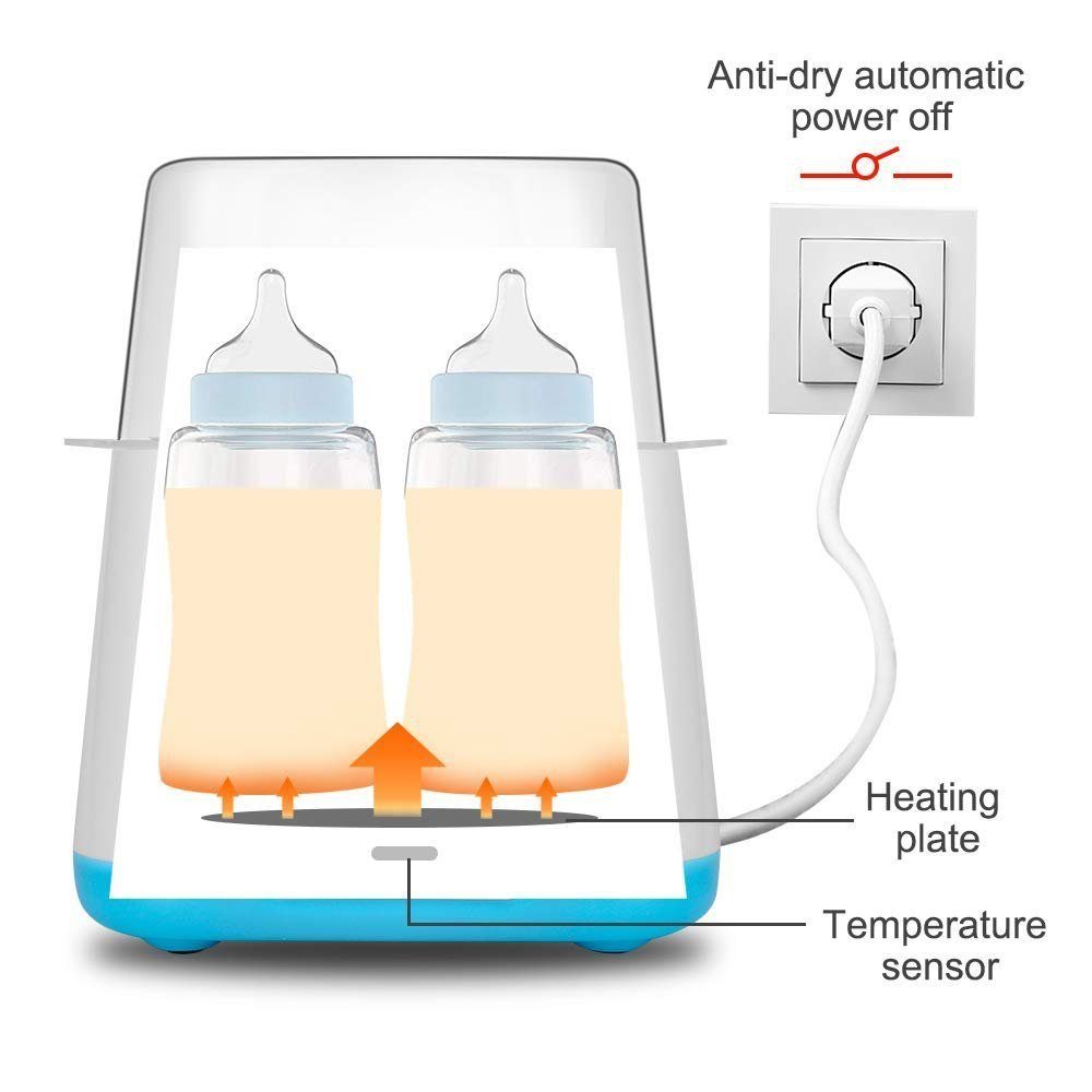 Baby Ja Babyflaschenwärmer Baby Flaschenwärmer, Konstante Temperatur in 24h, LED-Display, 6 in 1 Babykostwärmer, Warme Ergänzungskost