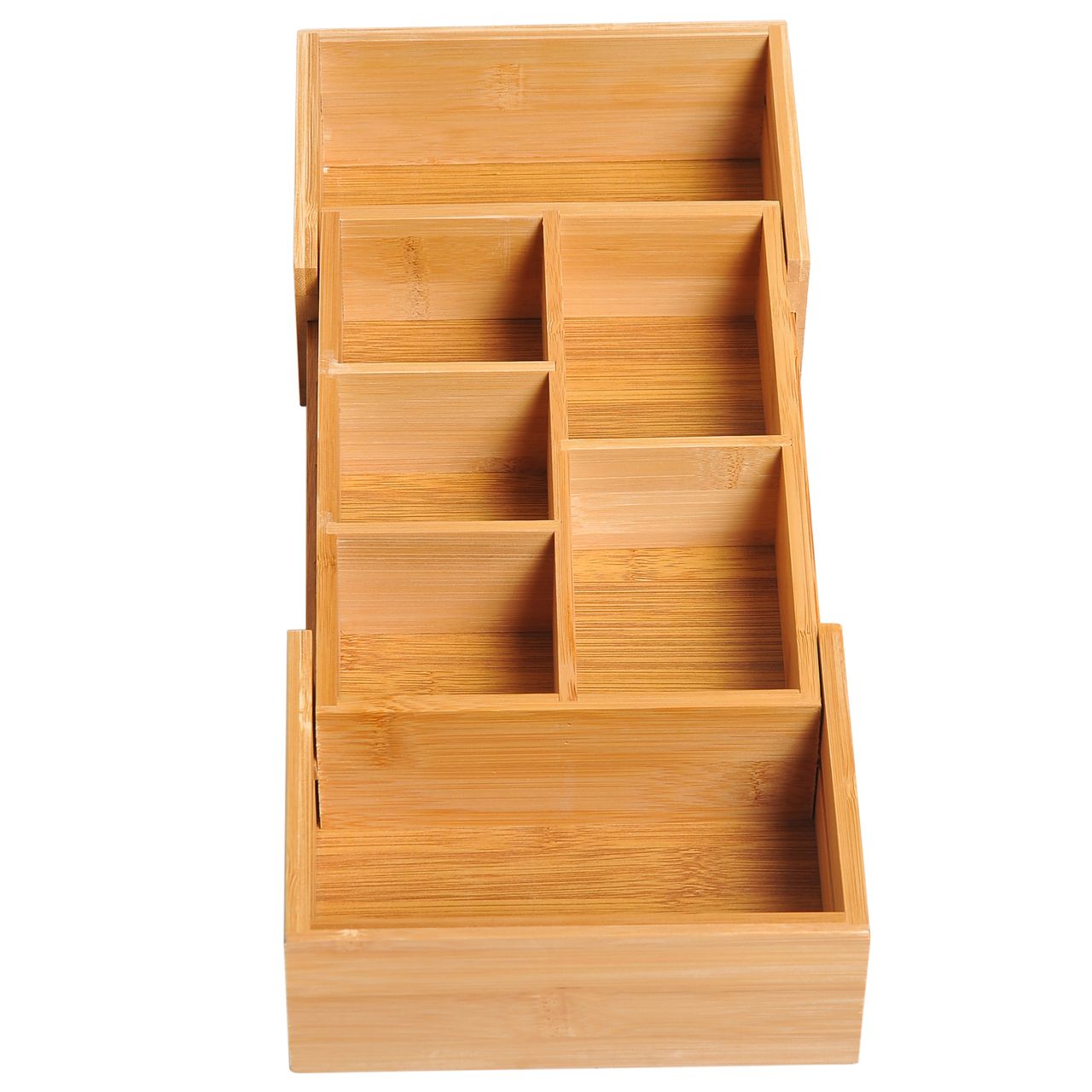 HOMCOM Aufbewahrungsbox Ordnungsbox Schubladen Organizer ausziehbar Bambus Natur L24,6 x B17,6 x H7 cm