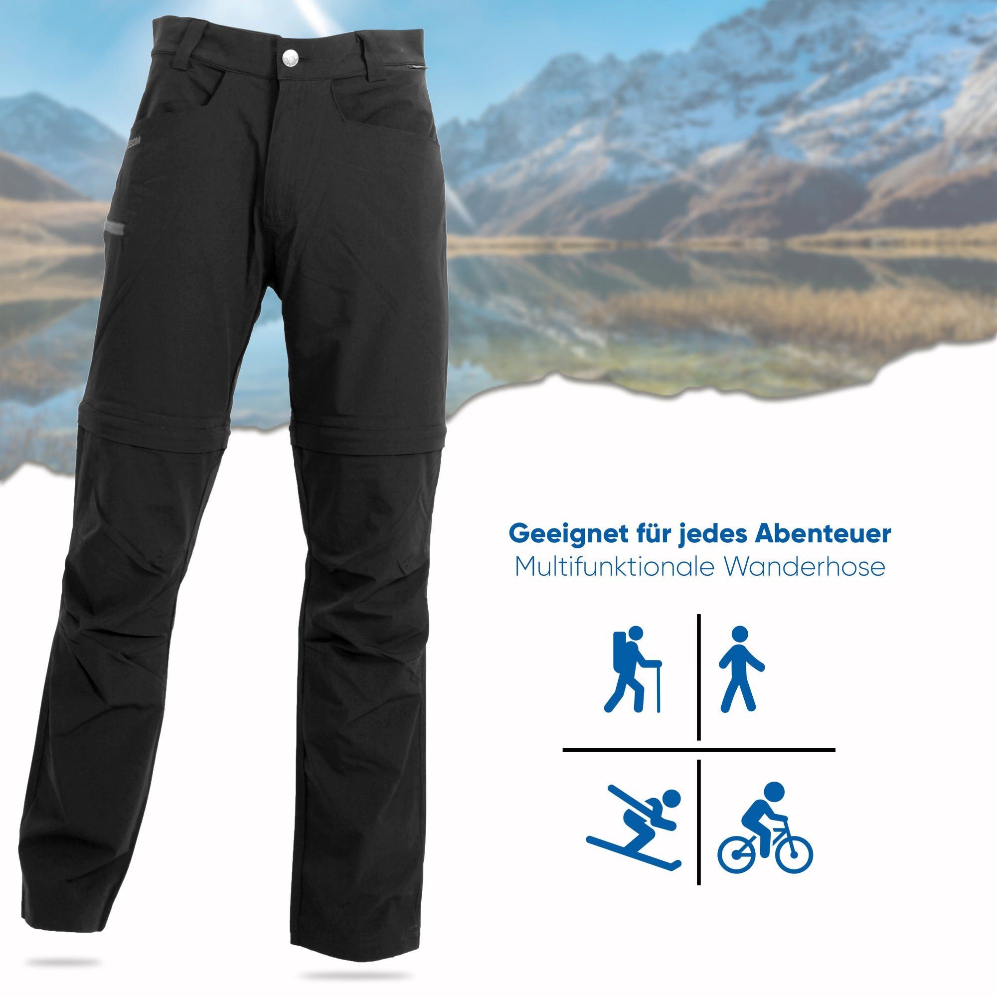 Dobsom Zip-off-Hose Dobsom Herren Wanderhose Outdoorhose Zipp Off abzippbar schnelltrocknend, atmungsaktiv, schmutzabweisend, 4 Wege Strech, elastisch