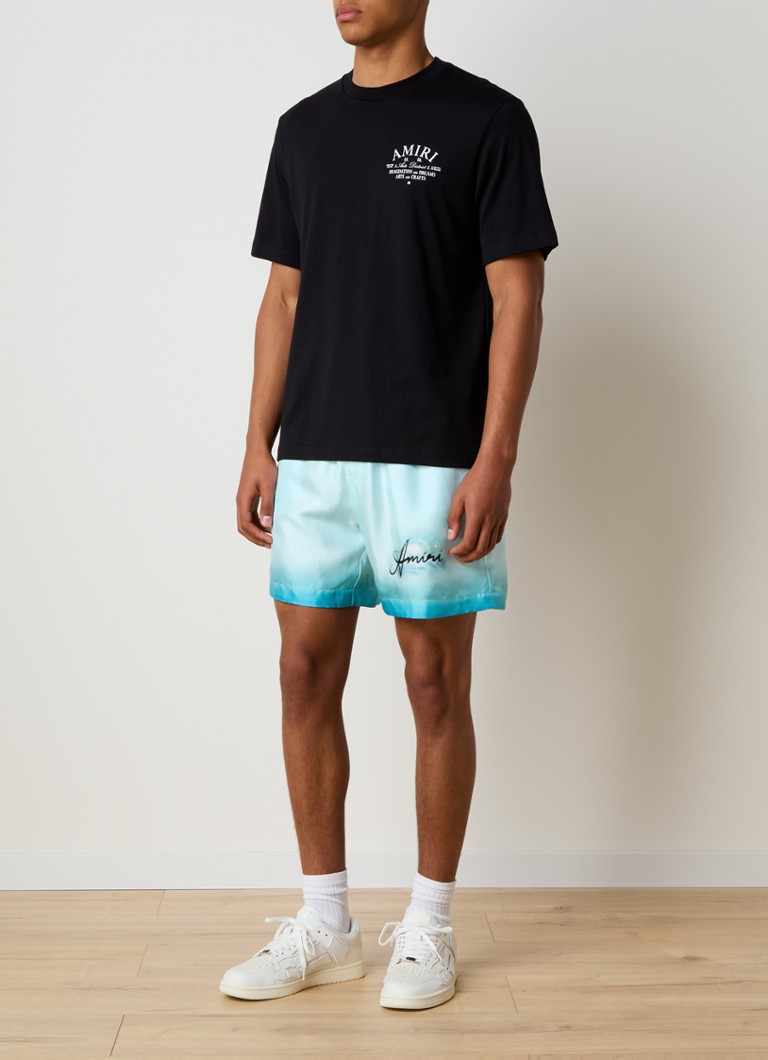 Pantaloni scurți simpli, decolorați, din mătase, cu logo-ul AMIRI Resort Club