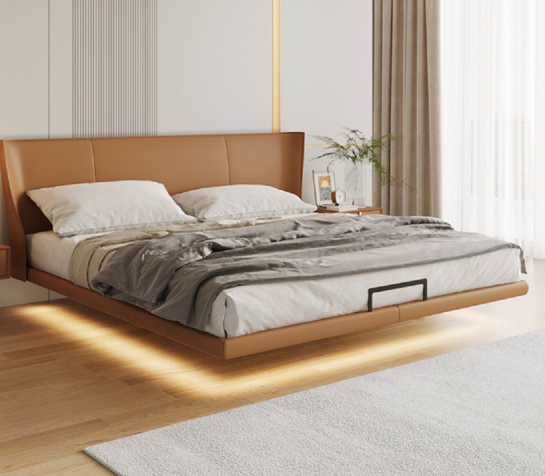 JVmoebel Bett Braunes Wandbett Designer Schlafzimmer Möbel Holzgestell (1-tlg., Nur Bett), Made in Europa