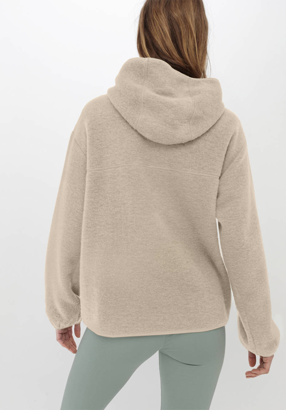 Wollfleece Jacke mit Kapuze aus reiner Bio-Merinowolle