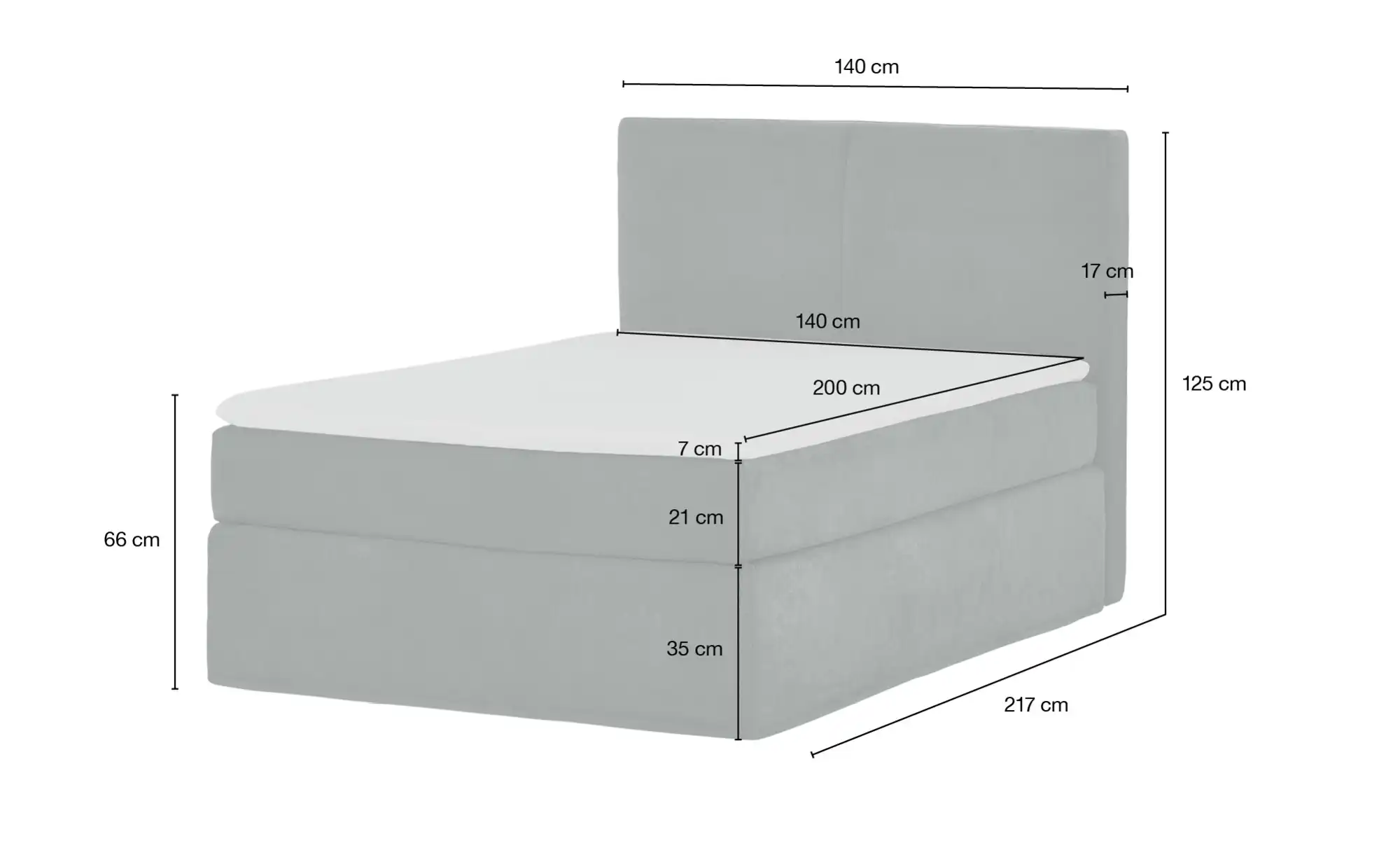 Boxi Boxspringbett 140 x 200 cm Boxi Classic