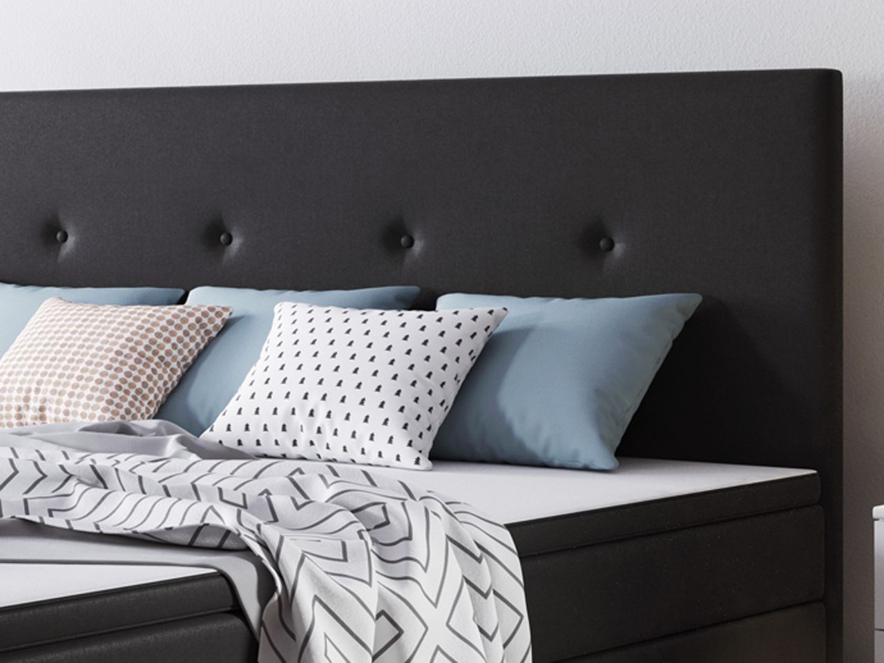 IHG Boxspringbett Jump 180x200 Webstoff Schwarz Typ 2