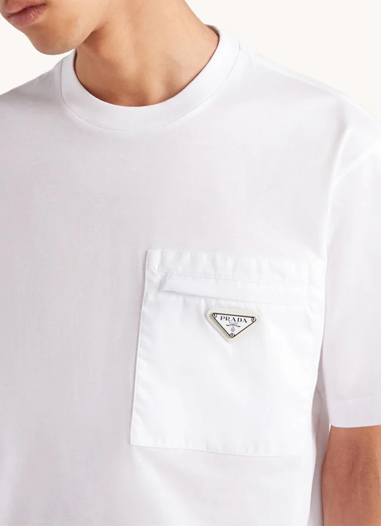 Prada Re-Nylon T-shirt with chest pocket and logo