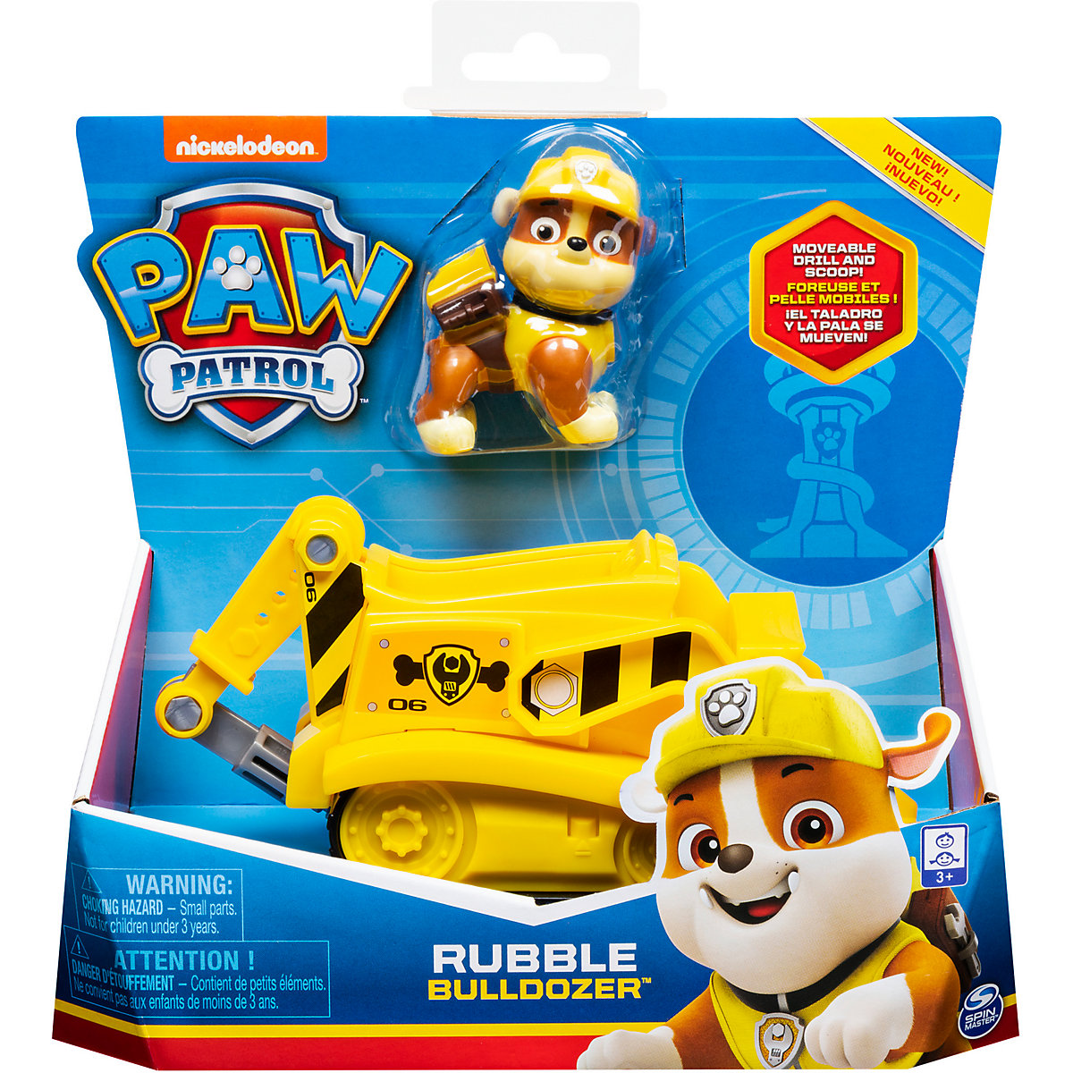 PAW Patrol Baustellen-Fahrzeug mit Rubble-Figur (Basic Vehicle/Basis Fahrzeug)