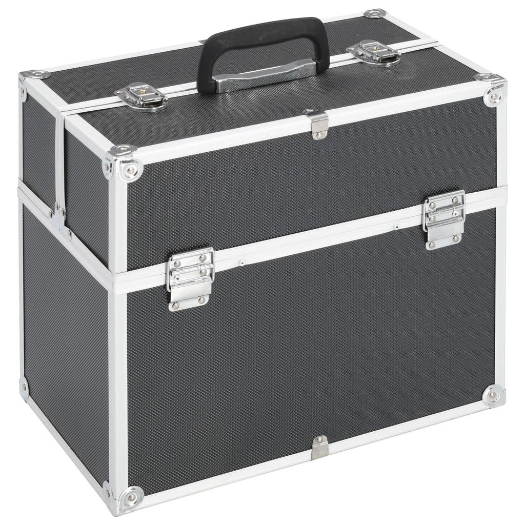 vidaXL Kosmetikkoffer Kosmetikkoffer 37x24x35 cm Schwarz Aluminium