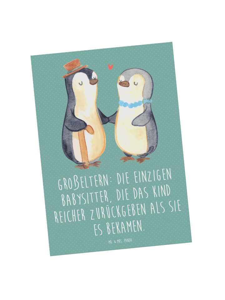 Mr. & Mrs. Panda Postkarte Großeltern Babysitter mit Spruch in Meeresbrise günstig kaufen onesize