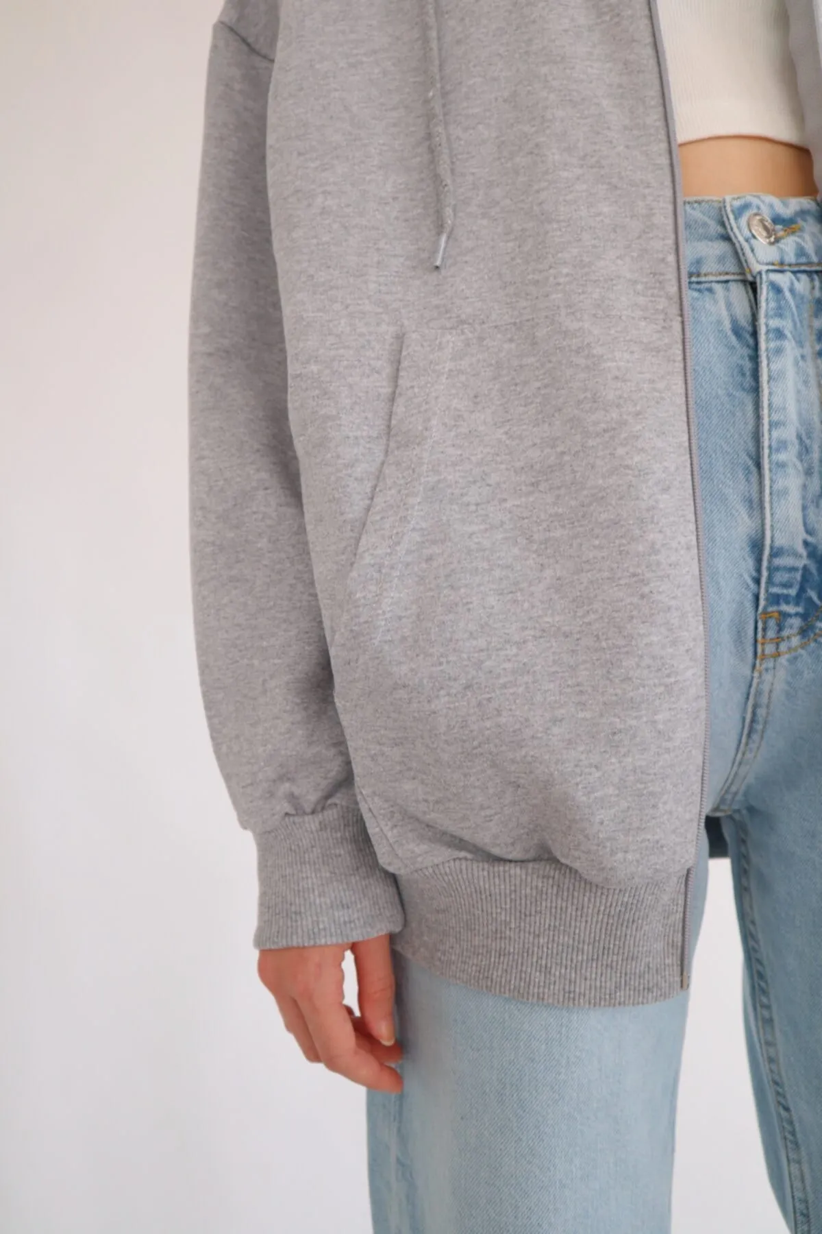 EFBUTİK  Unisex-Cardigan mit Reißverschluss in Grau