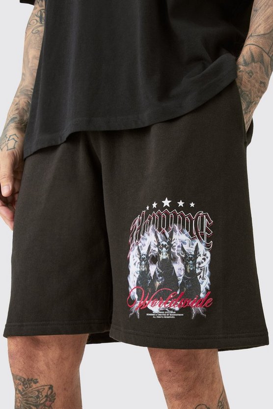 Tall Oversize Jersey-Shorts mit Print