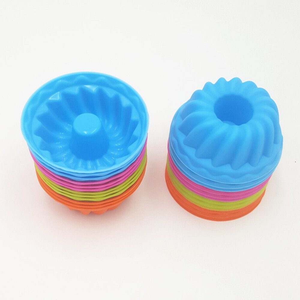 PRECORN Gugelhupfform 24er Silikon Mini Gugelhupf Backform hitzebeständig BPA-frei Ø 6,5 cm