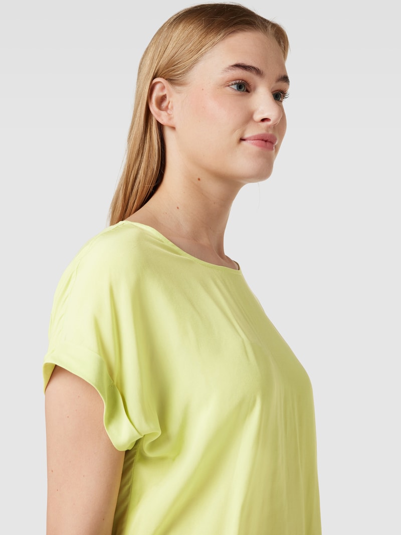 Blusenshirt aus reiner Viskose mit Kellerfalte in neon grün