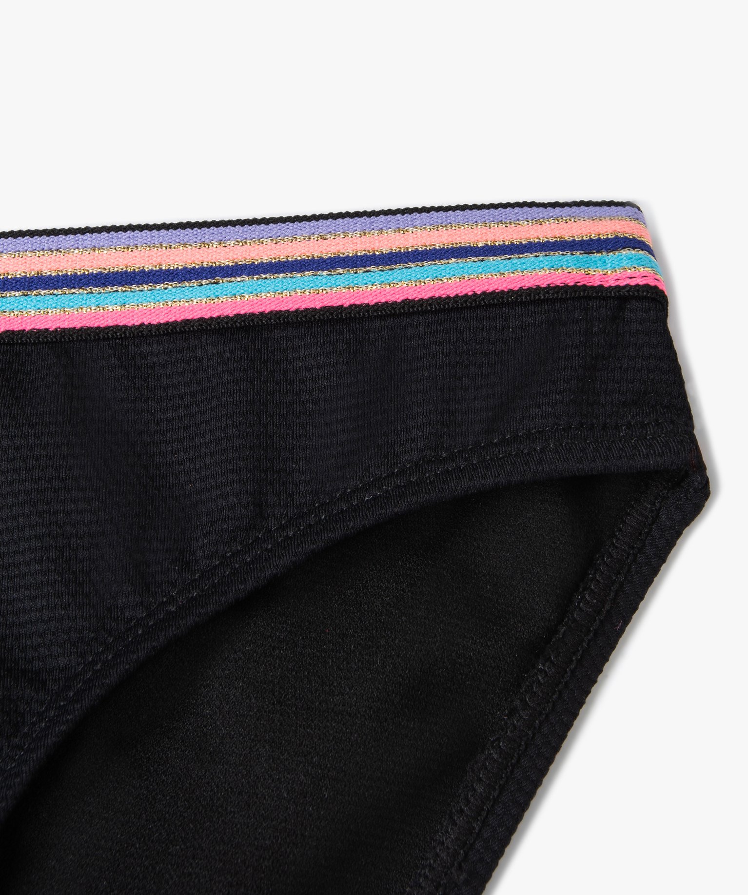 Slip de bain fille avec ceinture multicolore noir | GEMO
