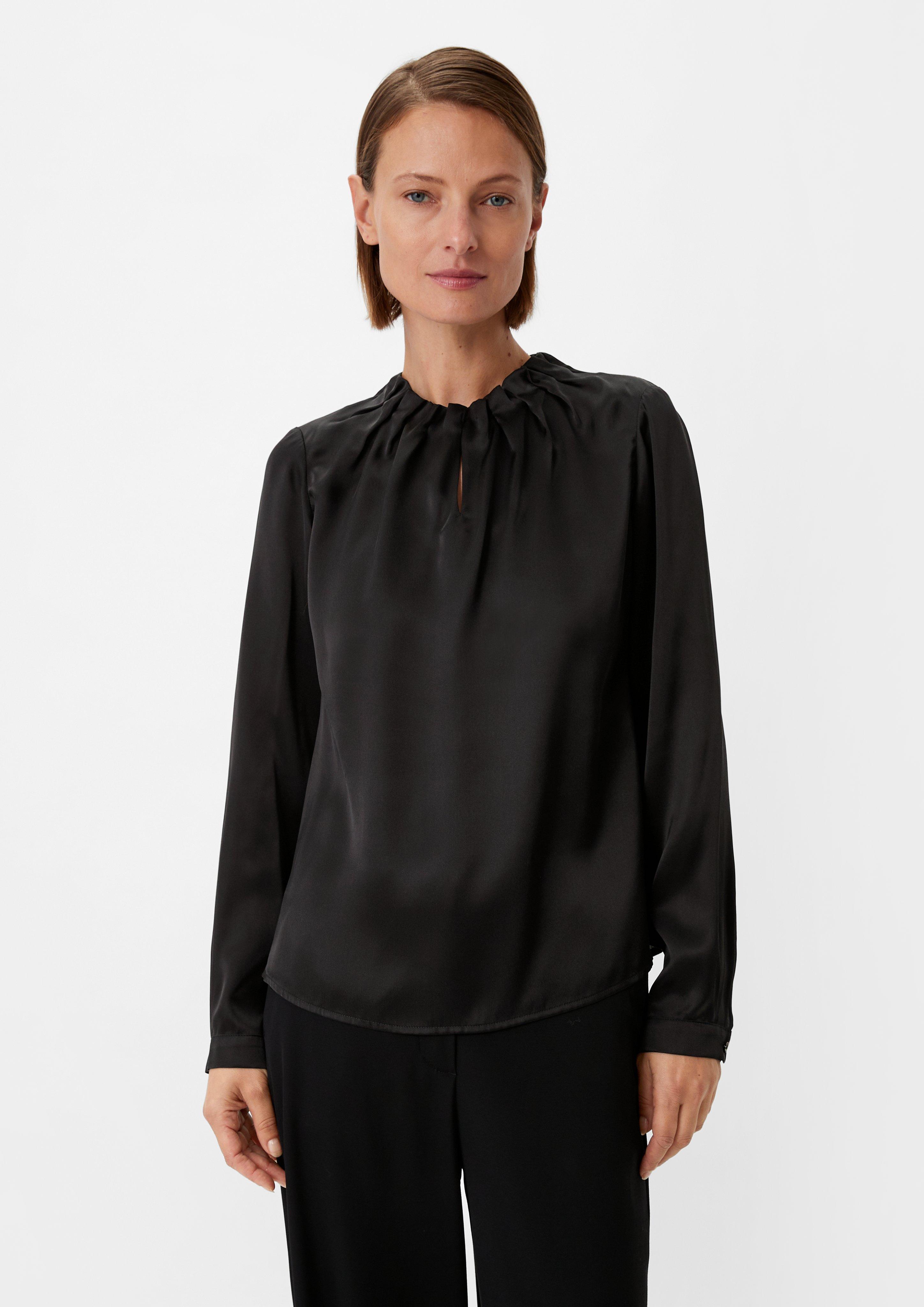 Satinbluse aus reiner Seide - schwarz
