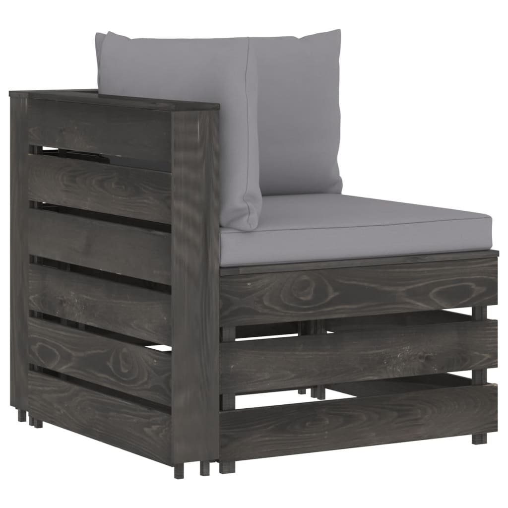 vidaXL Gartenlounge-Set 2-Sitzer Outdoor-Sofa mit Kissen Grau Imprägniertes Kiefernholz