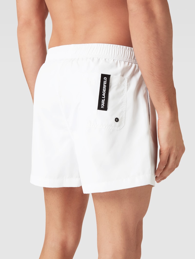Badehose mit Logo-Print in weiß