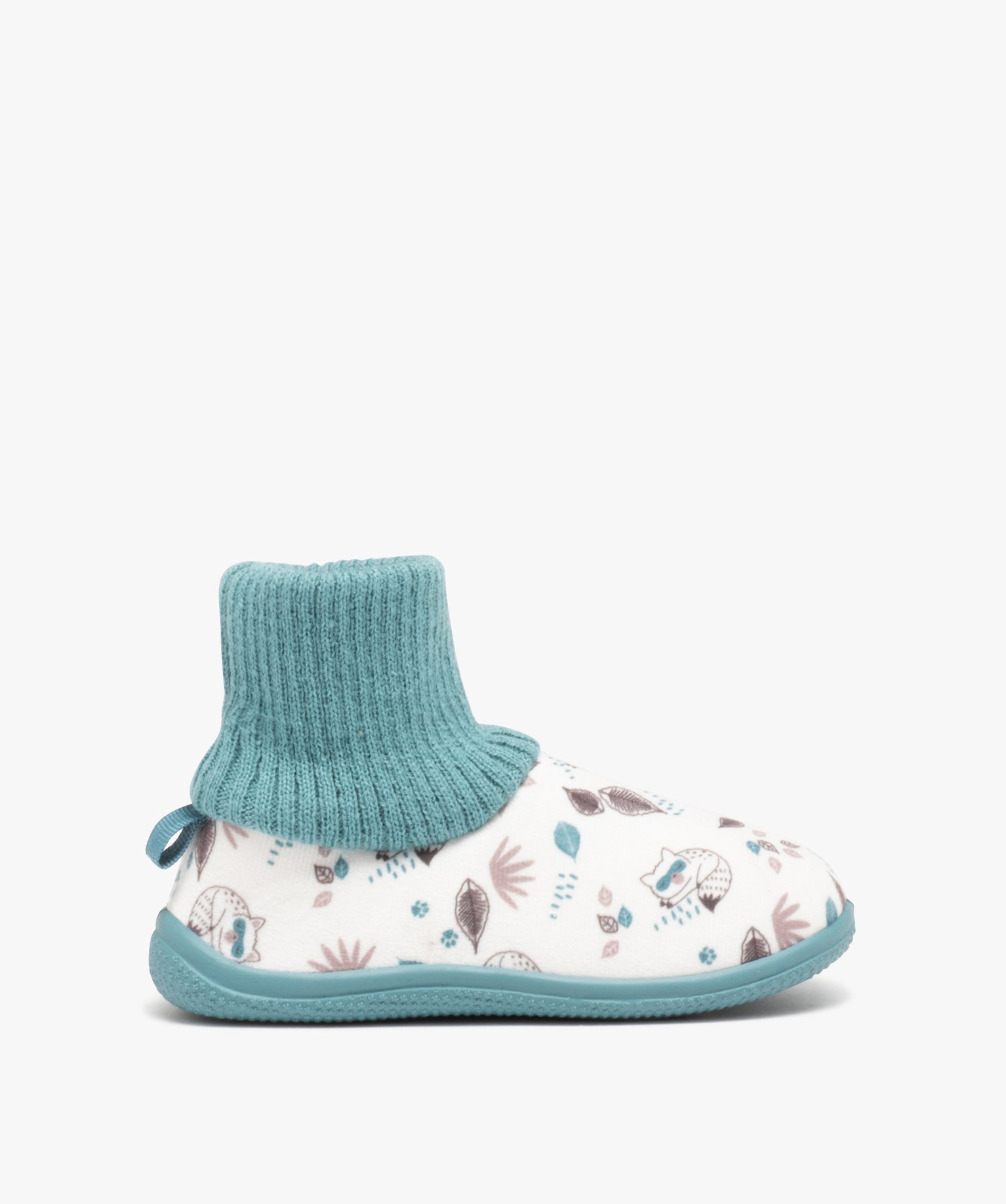 Chaussons Garçon imprimés en velours ras et col chaussette beige | GEMO