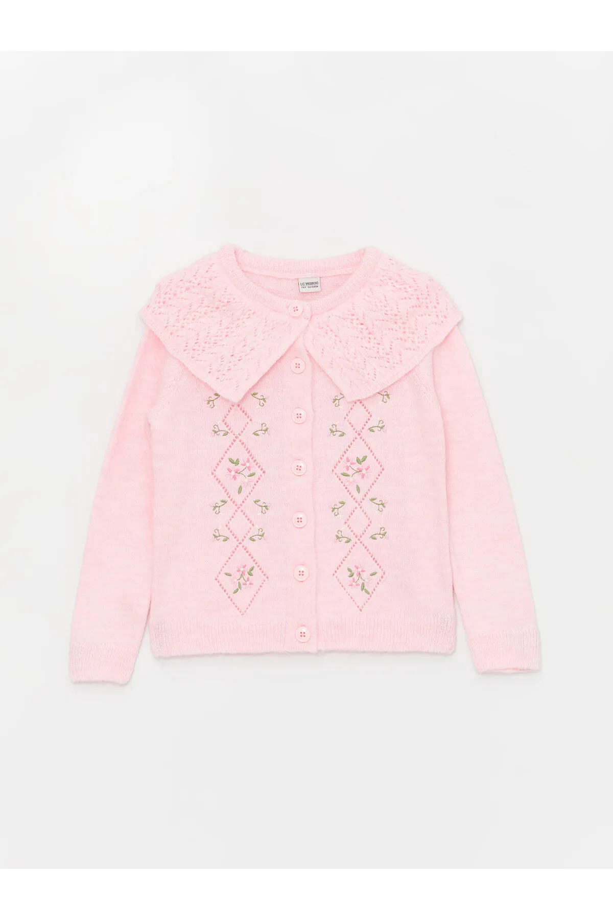 LC Waikiki  Langarm-Strickjacke für Mädchen mit Stickerei und Babykragen