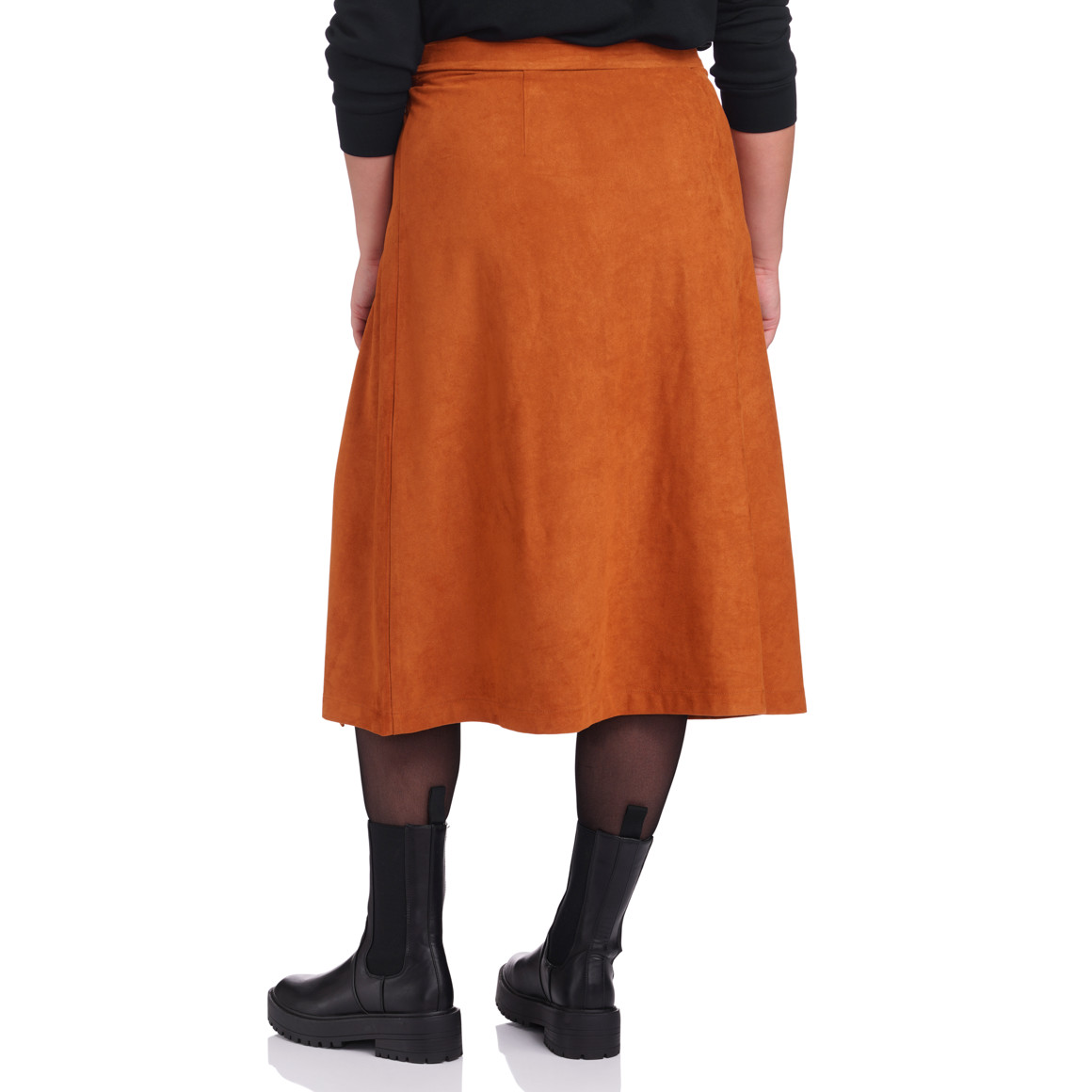 Damen Wickelrock in Veloursleder-Optik