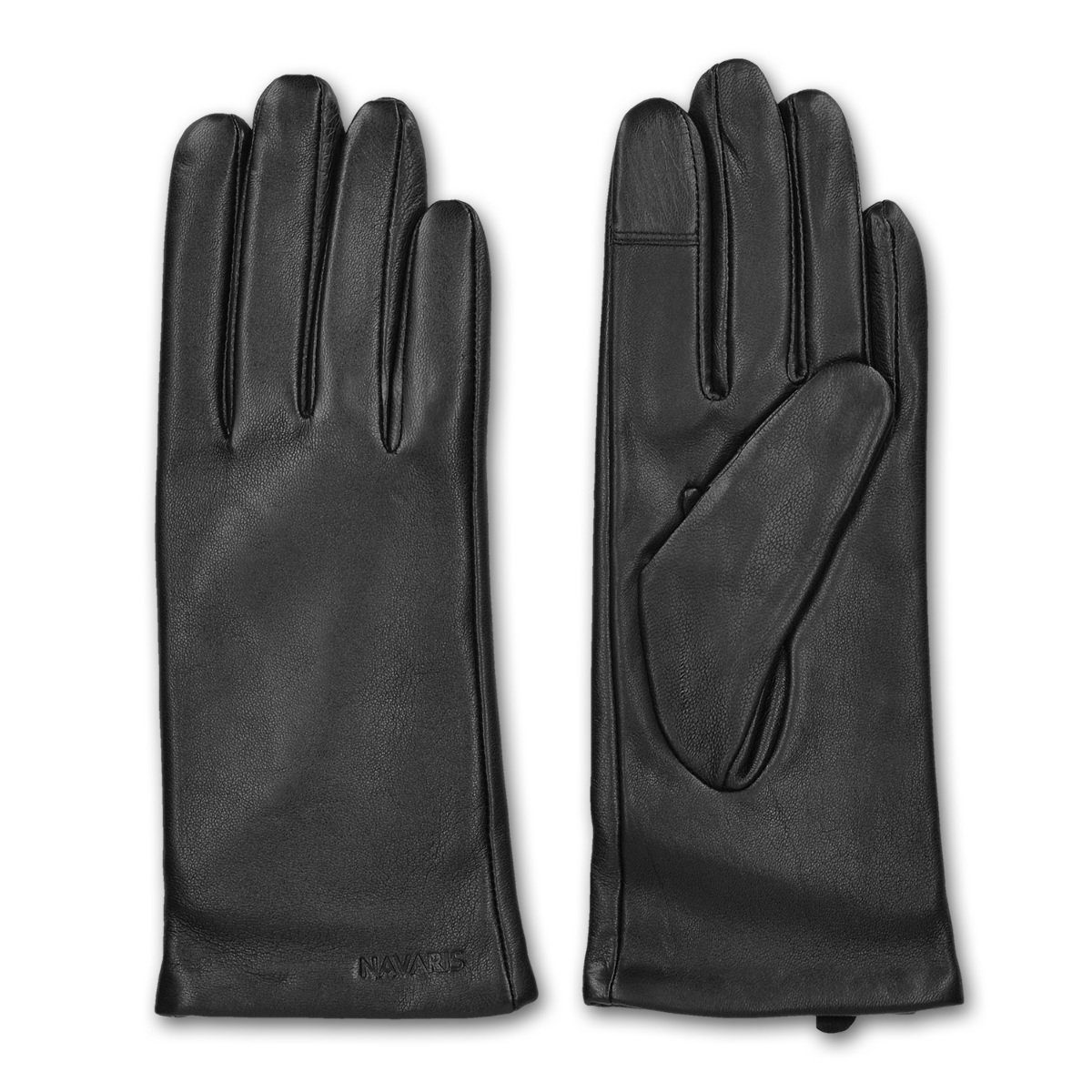 Navaris Lederhandschuhe Touchscreen Nappa Lederhandschuhe Damen - Lammleder Kaschmir Mix