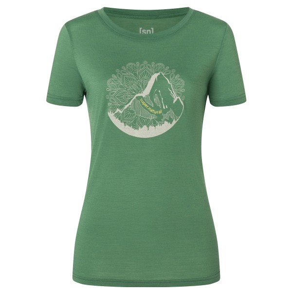 super.natural - Women's Mountain Mandala Tree Tee - Merinoshirt