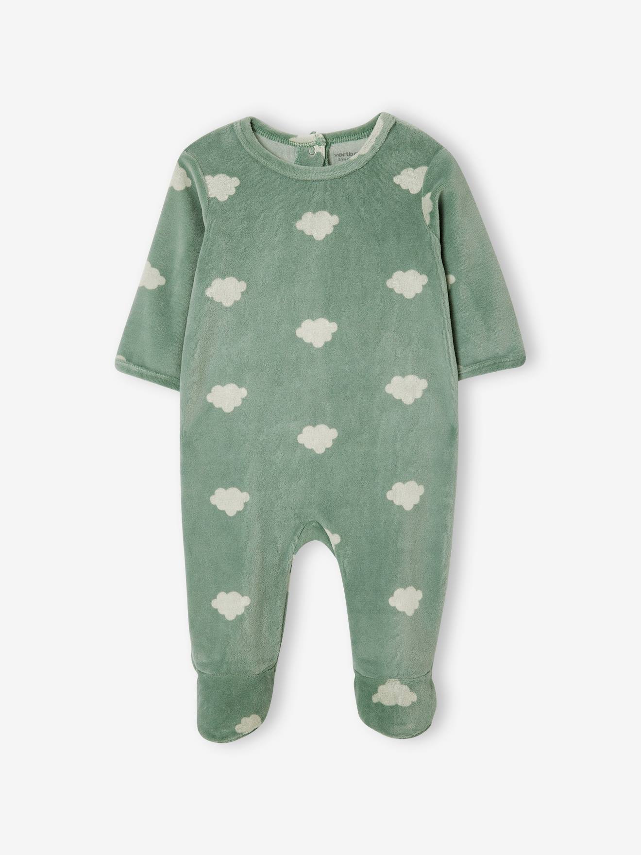 Lot de 3 dors-bien bébé en velours BASICS vert de gris