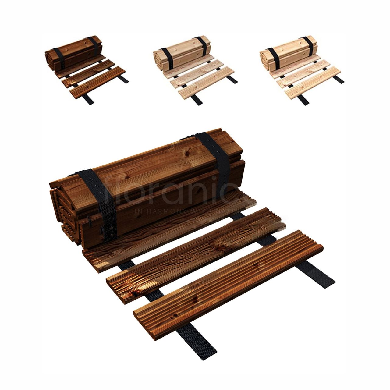 Floranica Gartenweg Rollweg 30 cm x 6 m Braun kürzbar Lärchenholz Laufweg Garten Deko Ausrollbarer Holzweg