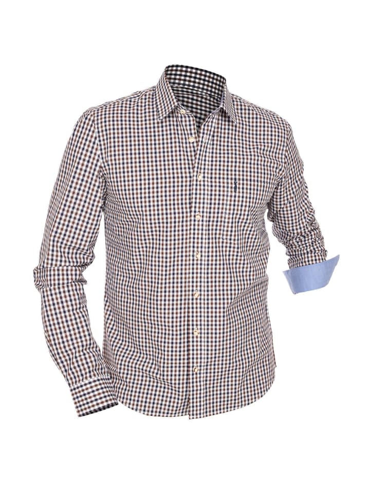 Almsach Langarmhemd LF670-CO in blau-braun günstig kaufen XXL